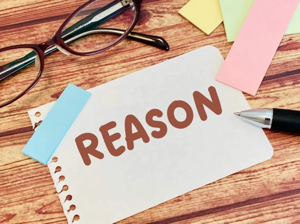 「REASON」と表示されたメモ帳