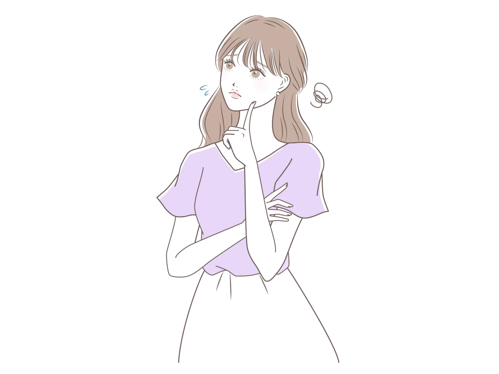 悩んでいる女性のイラスト
