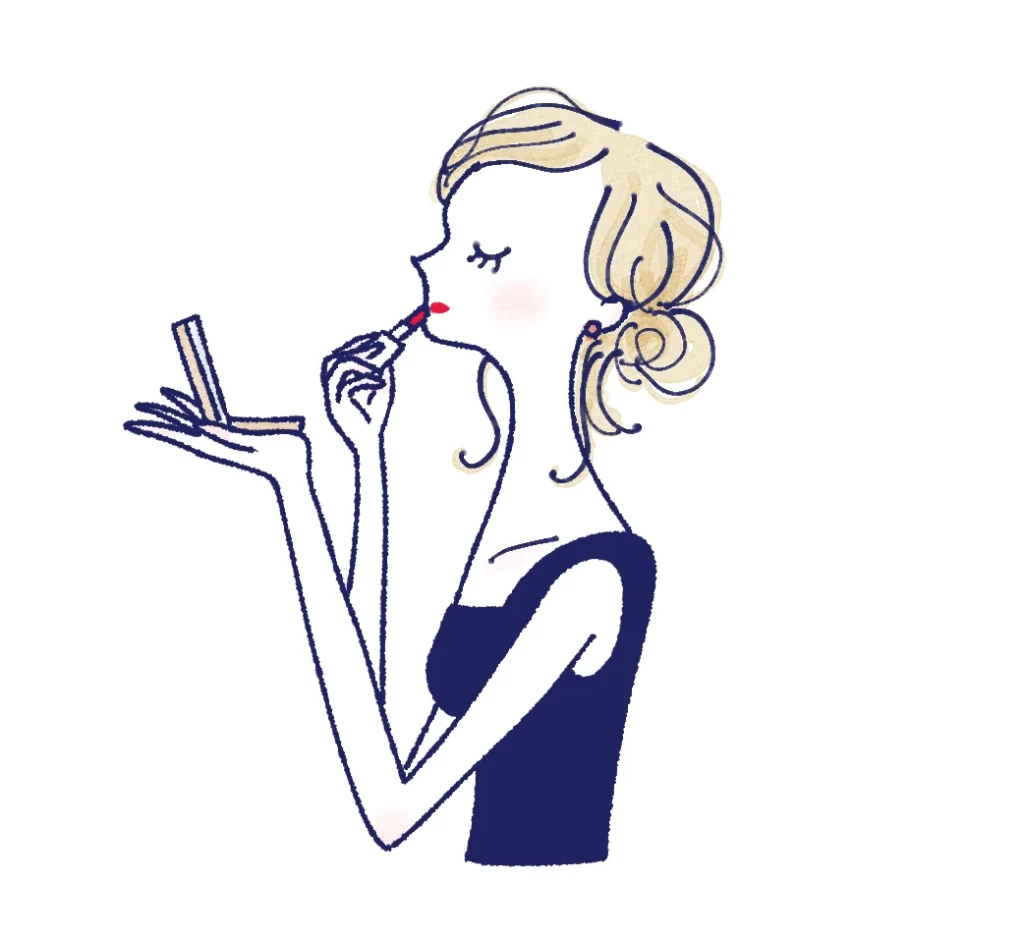 口紅を塗っている女性のイラスト