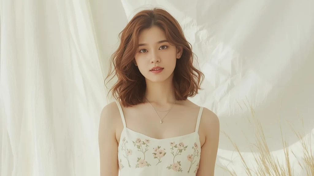 地味すぎないワンピースを着た女性の画像